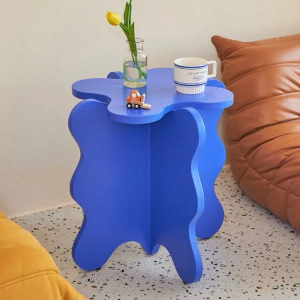 Contemporary Creative Wave Petal Wooden Fiberboard End Table For Living Room - Image 12