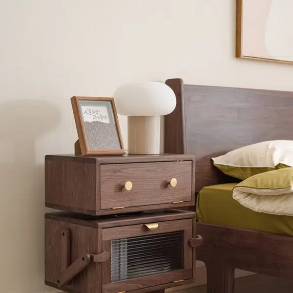 Contemporary Creative Kids Robot Rectangular Cubic Wood Nightstand Swivel 2-Cabinet For Bedroom - Image 7