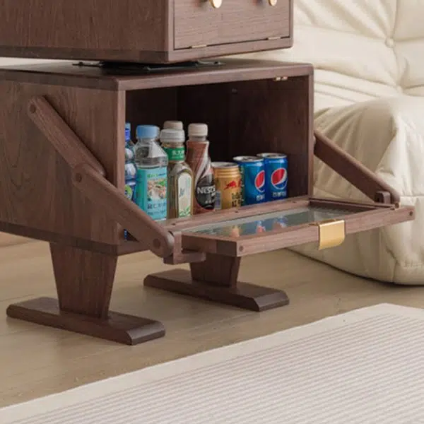 Contemporary Creative Kids Robot Rectangular Cubic Wood Nightstand Swivel 2-Cabinet For Bedroom - Image 6