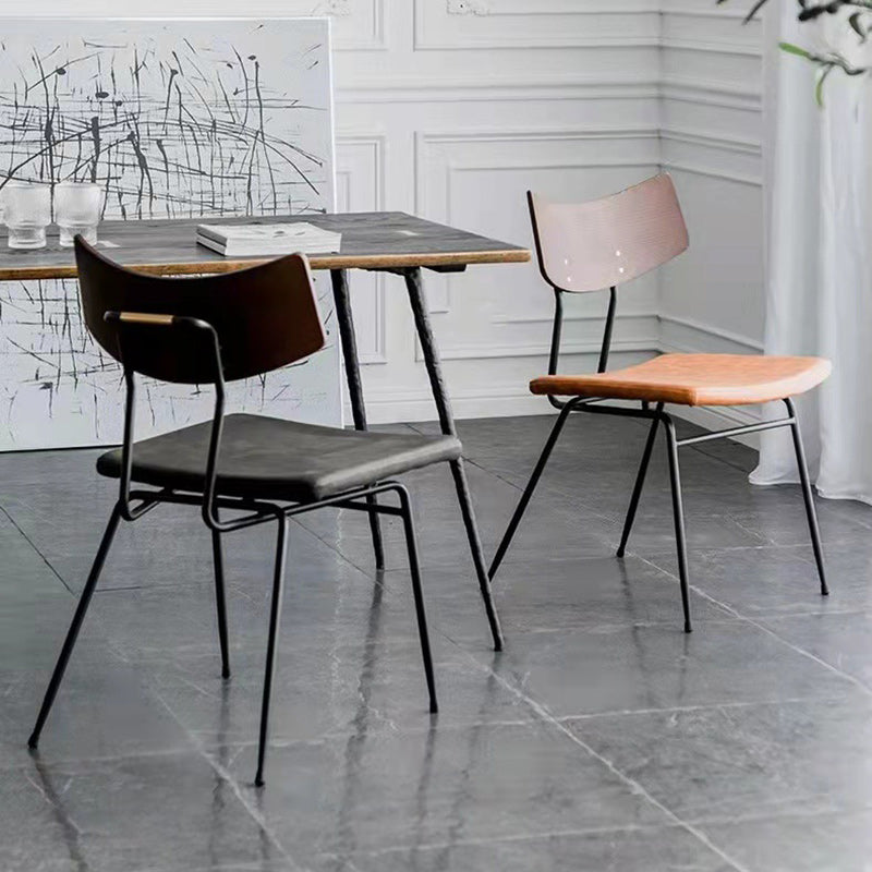 011-45a96152-43e6-4bff-95dc-cff79a98c511.jpg Contemporary Industrial Curved Square PU Leather Iron Dining Chair Backrest Armless For Dining Room - Image 1