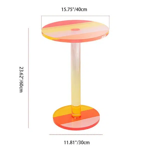 Contemporary Creative Round Column Marble Acrylic End Table 1-Tier For Living Room - Image 4