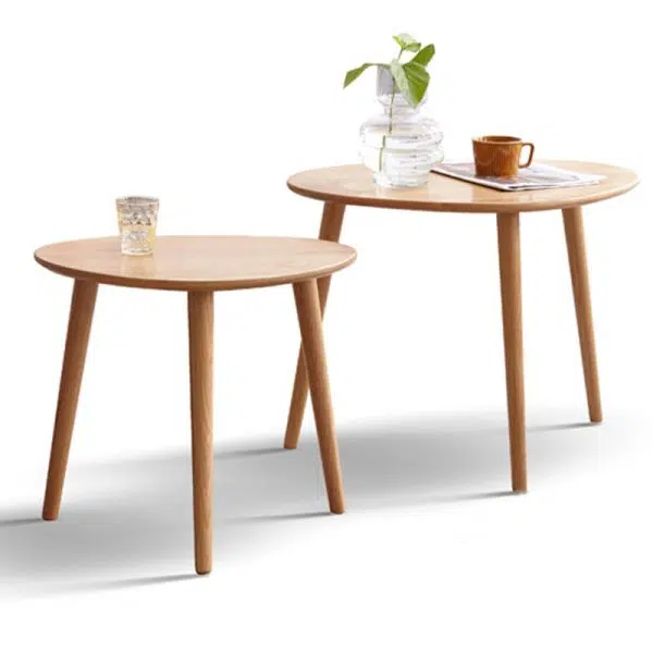 Contemporary Japanese Oval Wood Side Table 1-Tier For Living Room - Image 14