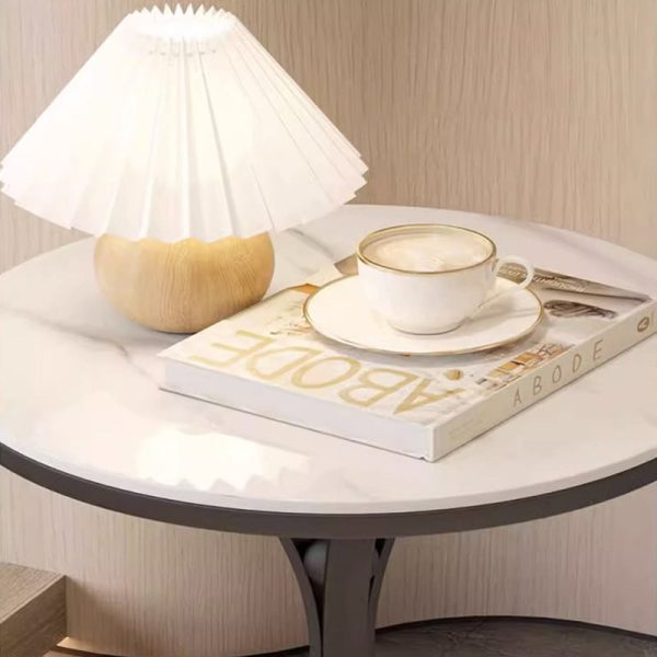 Contemporary Creative Round Rock Slab Iron End Table 1-Tier For Living Room - Image 12