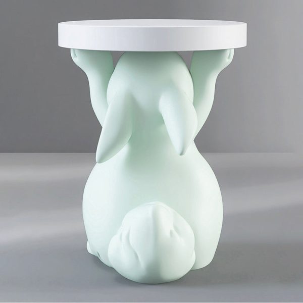Modern Art Deco Round Rabbit Elephant Bear Fiberglass Resin End Table 1-Tray For Living Room - Image 14