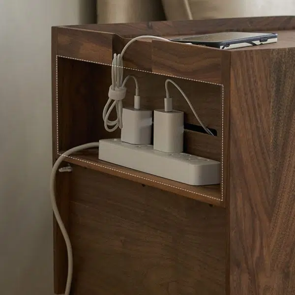 Contemporary Nordic Rectangular Wood Nightstand 2-Drawer For Bedroom - Image 7