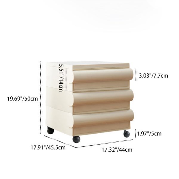 Contemporary Scandinavian Rectangular Cubic Rounded Handle ABS Nightstand 2/3/4 Drawer Movable For Bedroom - Image 6