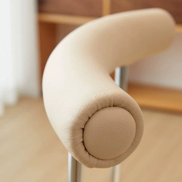 Contemporary Scandinavian Leather Metal Sponge Round Arc Dining Chair Backrest For Dining Room - Image 8