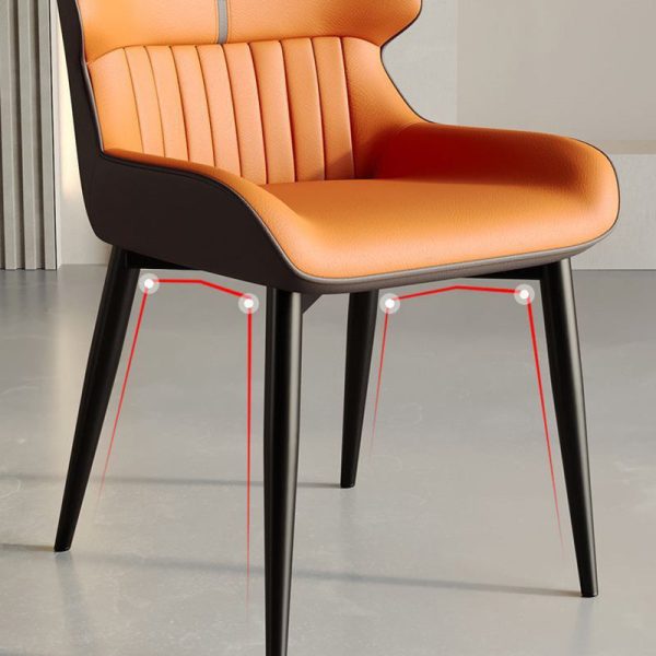 Contemporary Scandinavian Leather Carbon Steel Sponge Square Vein Lines Dining Chair Backrest For Dining Room - Image 10