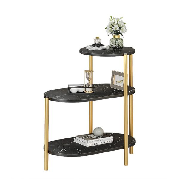 Contemporary Luxury Oval Iron Wood End Table 3-Tier For Living Room - Image 8