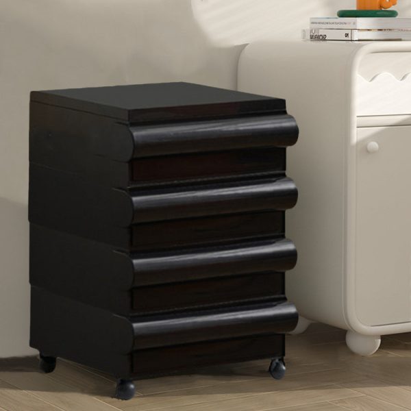 Contemporary Scandinavian Rectangular Cubic Rounded Handle ABS Nightstand 2/3/4 Drawer Movable For Bedroom - Image 20