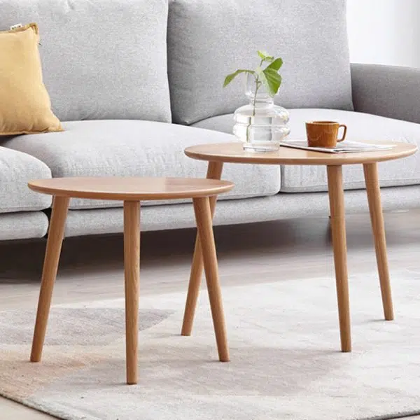 Contemporary Japanese Oval Wood Side Table 1-Tier For Living Room - Image 10