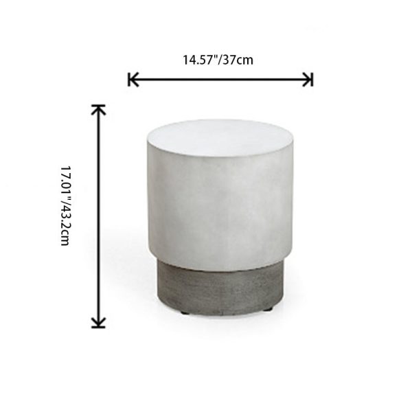 Contemporary Industrial Cylindrical Magnesium Oxide End Table For Living Room - Image 4
