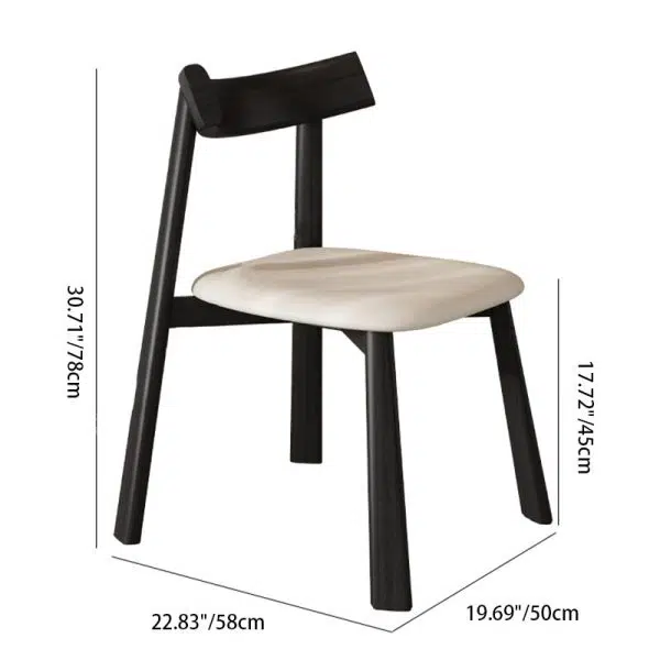 Modern Minimalist Rectangular Wood Leather Chair Backrest Armless For Living Room - Image 4