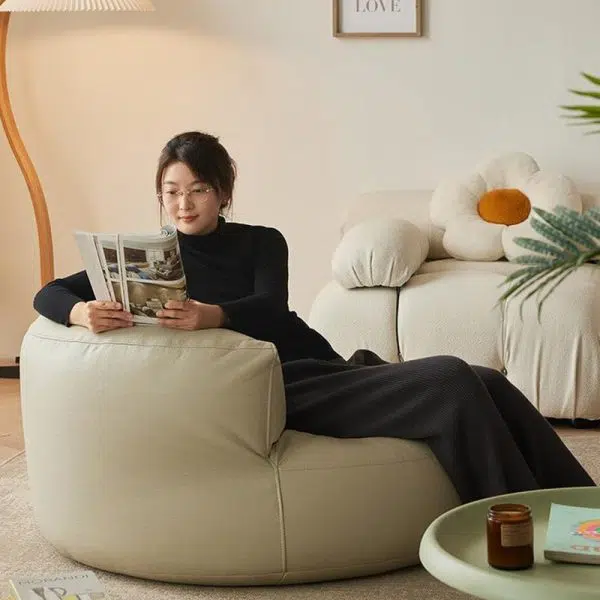 Contemporary Simplicity Round Fabric Accent Chair Backrest Armless For Living Room - Image 8