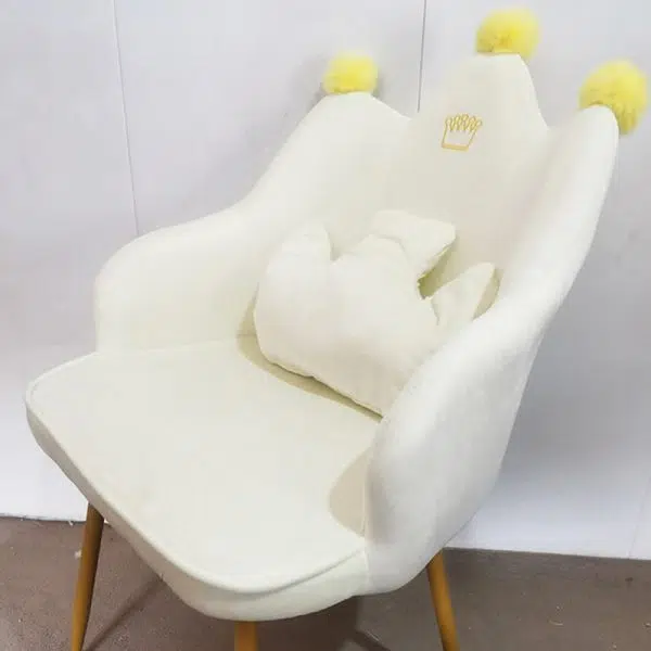 Contemporary Simplicity Curved Iron Fabric Wood Chair Backrest Armrest For Living Room - Image 2