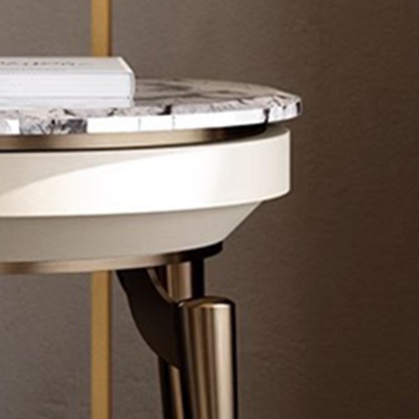 Contemporary Luxury Round Marble Stainless Steel End Table 1-Tier For Living Room - Image 8