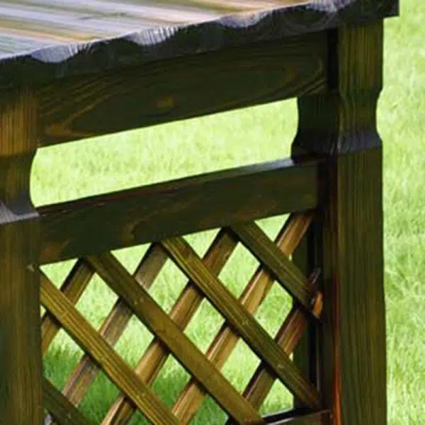 Contemporary Retro Fir Rectangular Lattice Outdoor Coffee Table & Chair Set For Outdoor Patio - Image 14