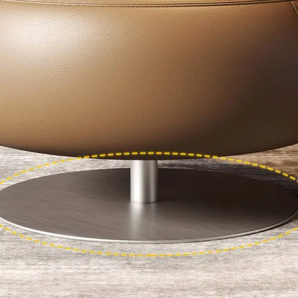 Contemporary Scandinavian Round Curved Leather Sponge Stainless Steel Accent Chair Backrest Rotatable For Living Room - Image 9