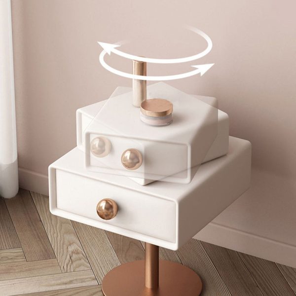 Contemporary Creative Orb Square Rotatable Stackable Wood Steel Nightstand 2-Drawer For Bedroom - Image 11