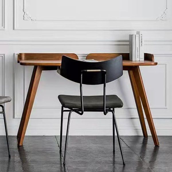 Contemporary Industrial Curved Square PU Leather Iron Dining Chair Backrest Armless For Dining Room - Image 14