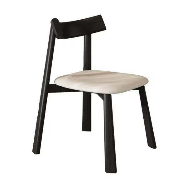 Modern Minimalist Rectangular Wood Leather Chair Backrest Armless For Living Room - Image 9