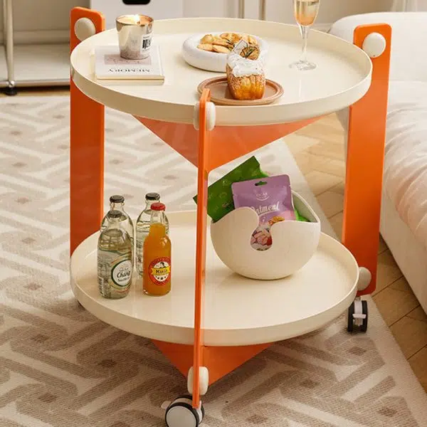 Contemporary Creative Removable Round Acrylic Plastic End Table 2-Tier For Living Room - Image 16