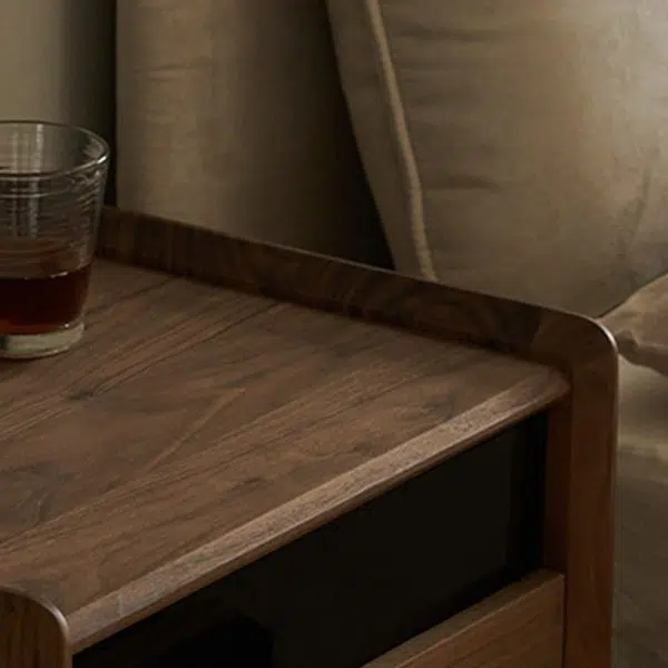 Contemporary Nordic Rectangular Wood Nightstand 2-Drawer For Bedroom - Image 9