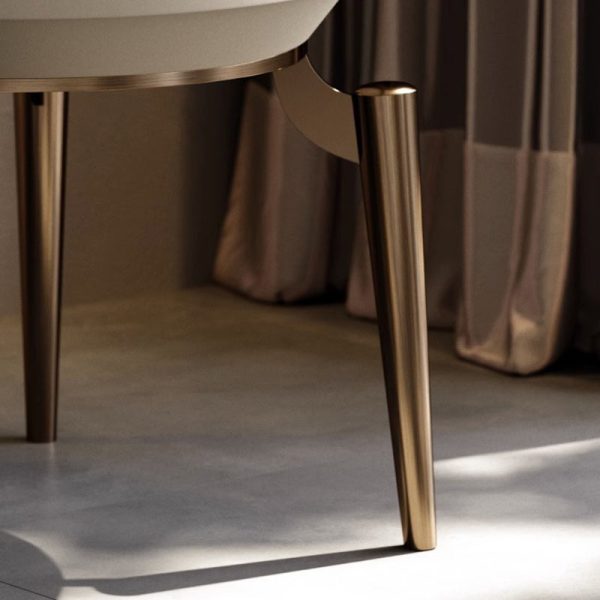 Contemporary Luxury Round Marble Stainless Steel End Table 1-Tier For Living Room - Image 9