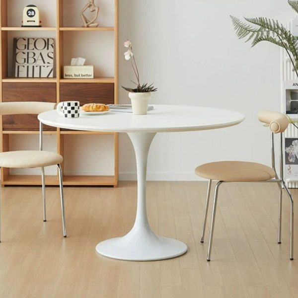 Contemporary Scandinavian Leather Metal Sponge Round Arc Dining Chair Backrest For Dining Room - Image 16