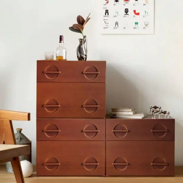 Contemporary Nordic Rectangular Solid Wood Nightstand 2-Drawer For Bedroom - Image 19