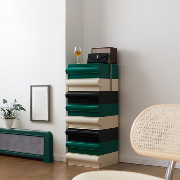 Contemporary Scandinavian Rectangular Cubic Rounded Handle ABS Nightstand 2/3/4 Drawer Movable For Bedroom - Image 19