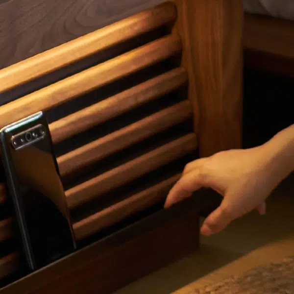 Contemporary Nordic Rectangular Wood Nightstand 2-Drawer For Bedroom - Image 11