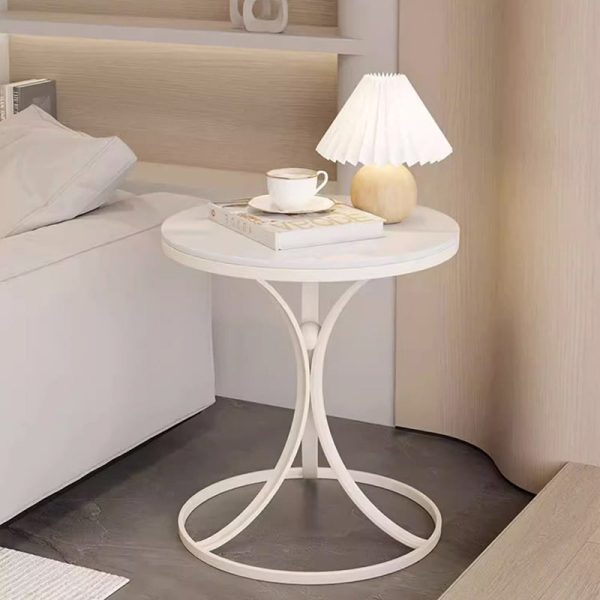 Contemporary Creative Round Rock Slab Iron End Table 1-Tier For Living Room - Image 15