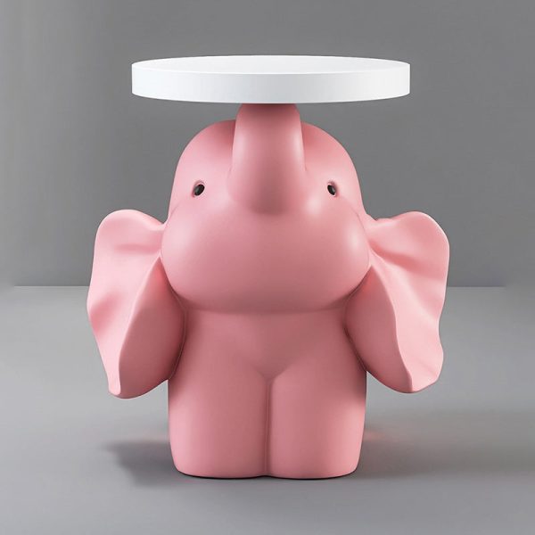 Modern Art Deco Round Rabbit Elephant Bear Fiberglass Resin End Table 1-Tray For Living Room - Image 15
