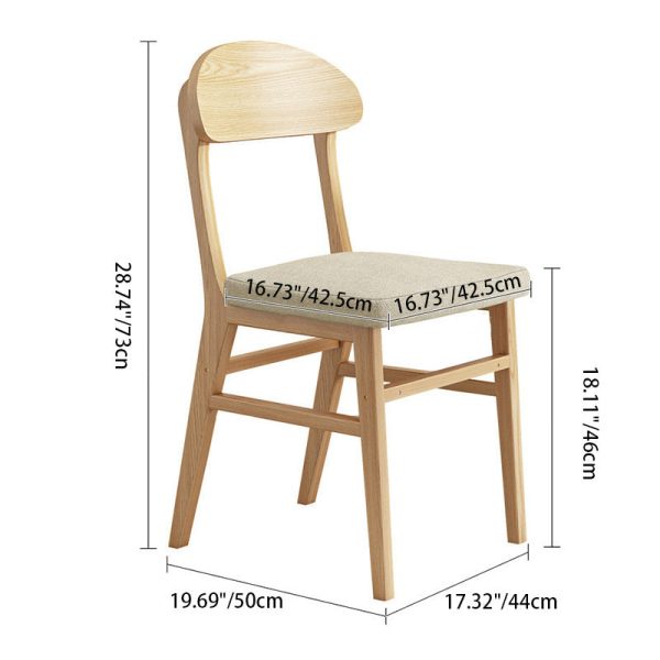 Contemporary Nordic Wood Sponge Square Elliptical Dining Chair Backrest For Dining Room - Image 6