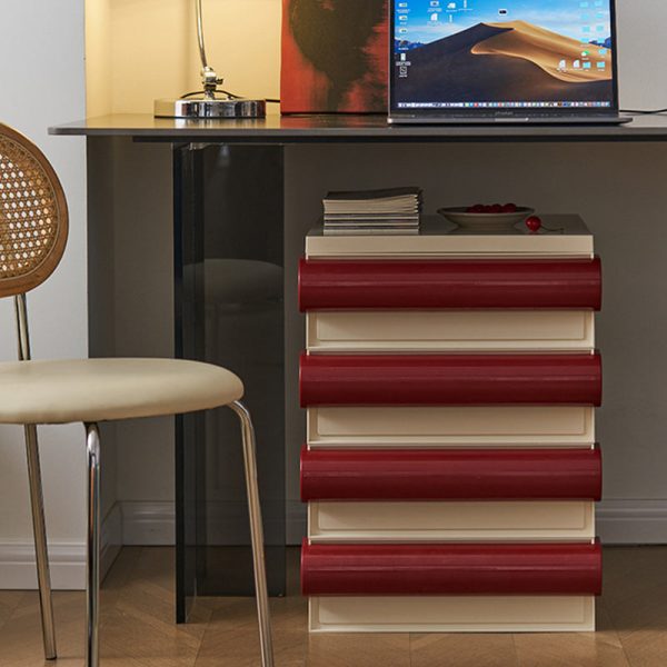 Contemporary Scandinavian Rectangular Cubic Rounded Handle ABS Nightstand 2/3/4 Drawer Movable For Bedroom - Image 2