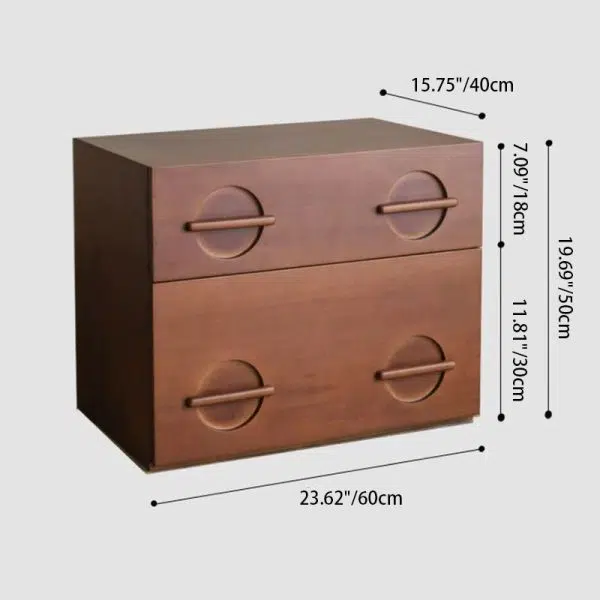 Contemporary Nordic Rectangular Solid Wood Nightstand 2-Drawer For Bedroom - Image 4