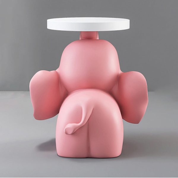 Modern Art Deco Round Rabbit Elephant Bear Fiberglass Resin End Table 1-Tray For Living Room - Image 17
