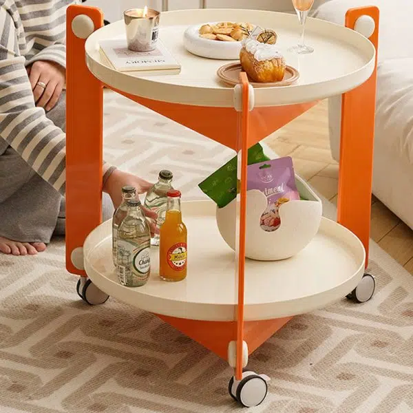 Contemporary Creative Removable Round Acrylic Plastic End Table 2-Tier For Living Room - Image 15