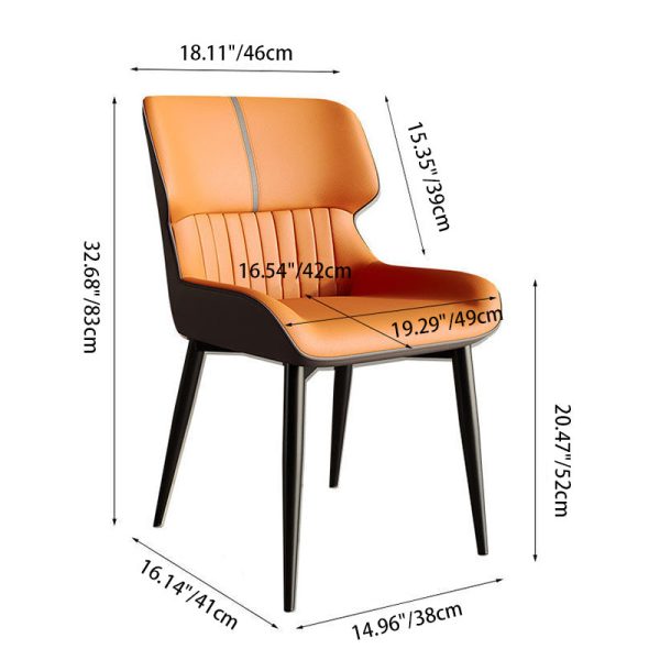 Contemporary Scandinavian Leather Carbon Steel Sponge Square Vein Lines Dining Chair Backrest For Dining Room - Image 6