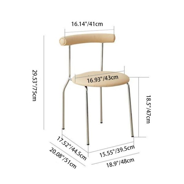 Contemporary Scandinavian Leather Metal Sponge Round Arc Dining Chair Backrest For Dining Room - Image 6