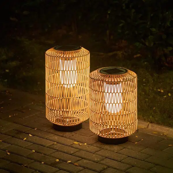 Modern Minimalist Solar Iron Rattan Cage Shaped LED Outdoor Landscape Light For Garden - Image 19