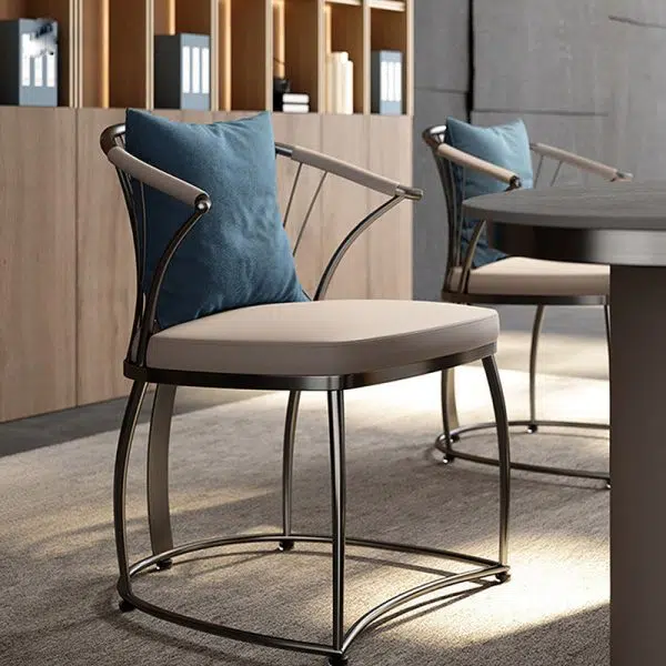 Contemporary Luxury Curved Stainless Steel Leather Chair Backrest Armless For Living Room - Image 9