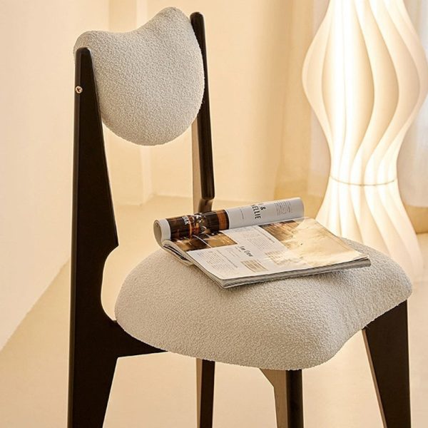 Contemporary Nordic Ash Wood Velvet Metal Sponge Square Crescent Dining Chair Backrest Armless For Dining Room - Image 10