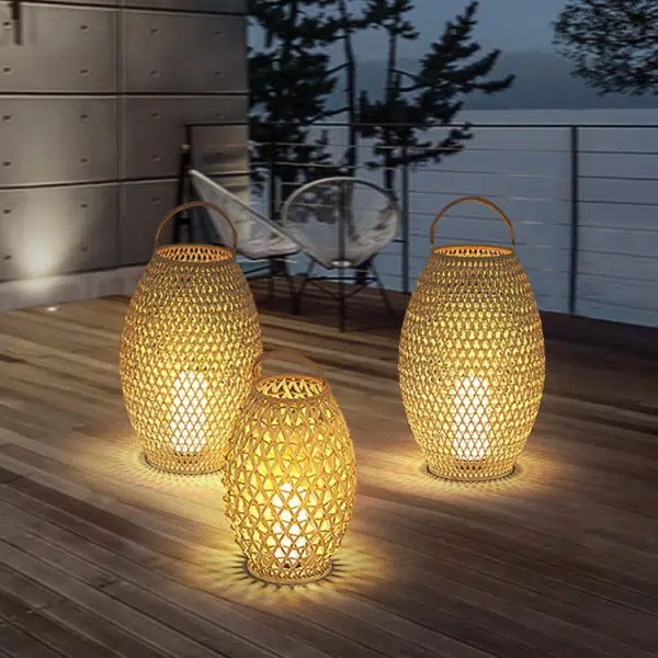 Outdoor Bamboo Weaving Portable Waterproof 1-Light Garden Landscape Light - Image 16
