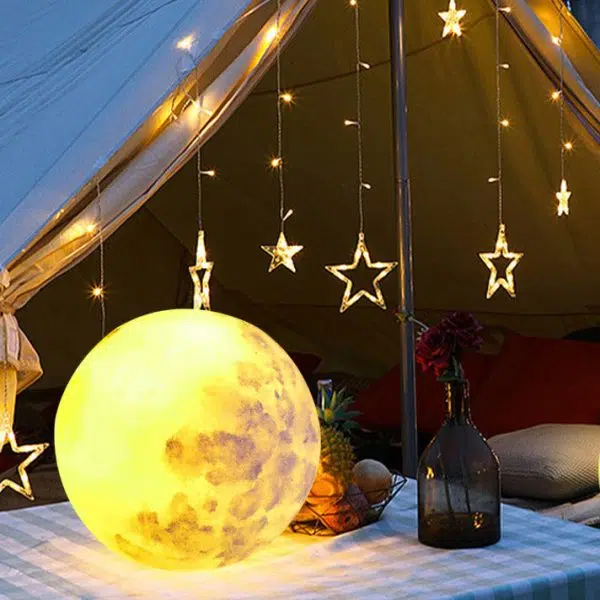 Contemporary Creative Moon Resin 1-Light Outdoor Landscape Light For Garden - Image 9