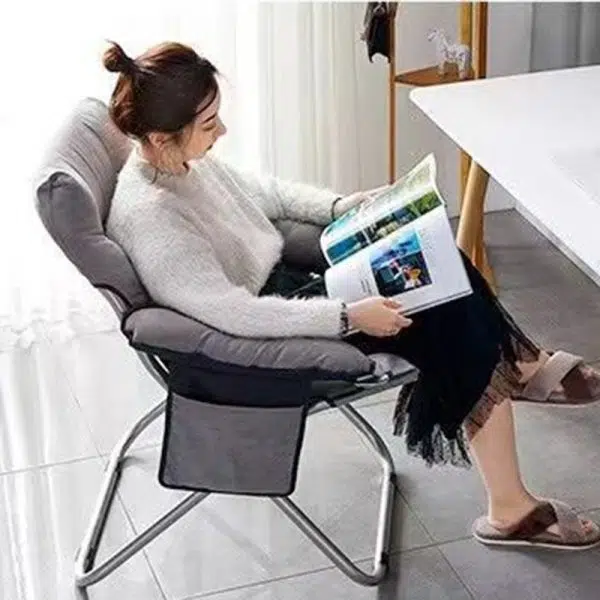 Modern Minimalist Square Back Cotton Stainless Steel Accent Chair Backrest Armrest For Living Room - Image 8