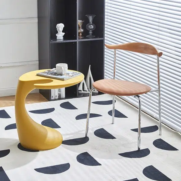 Contemporary Creative Shaped Oval Base PE Plastic End Table For Living Room - Image 20