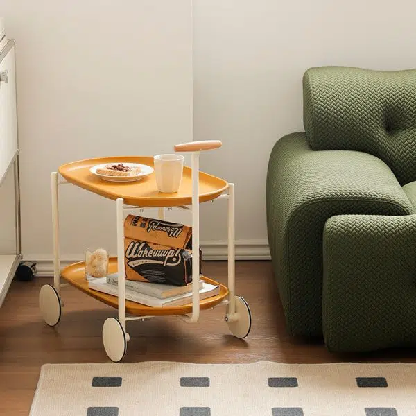 Contemporary Creative Removable Rectangular Oval ABS Wood Metal End Table 2-Tier For Living Room - Image 10