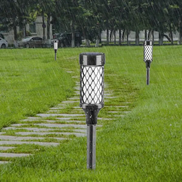 Outdoor Solar Waterproof ABS Weaving Cylindrical Cage LED Lawn Insert Landscape Light - Image 7